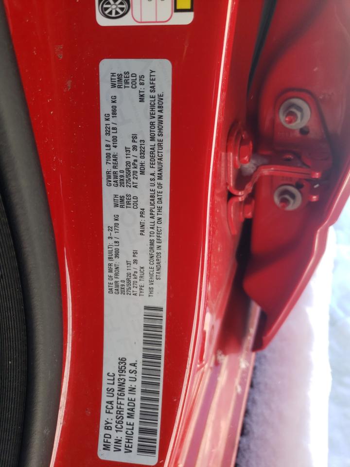 2022 RAM 1500 VIN 1C6SRFFT6NN319536 Copart auction photo, front end / rear end damage thumbnail 13