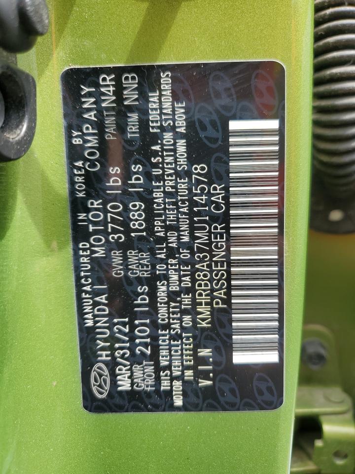 2021 Hyundai Venue VIN KMHRB8A37MU114578 Copart auction photo, undercarriage / mechanical damage thumbnail 12