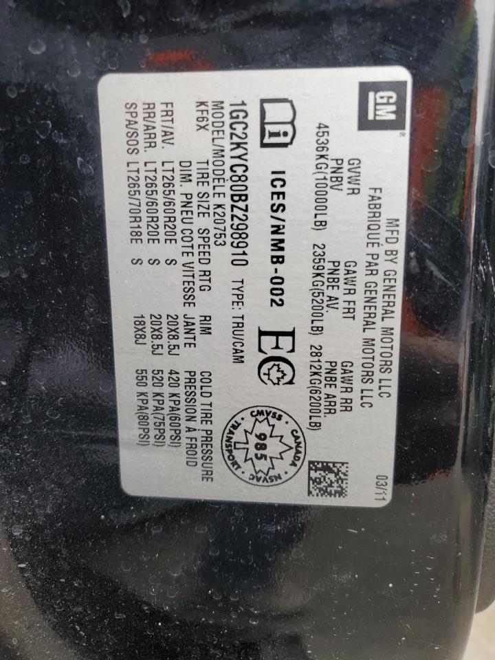 2011 Chevrolet Silverado VIN 1GC2KYC80BZ298910 Copart auction photo, side / rear end damage thumbnail 12