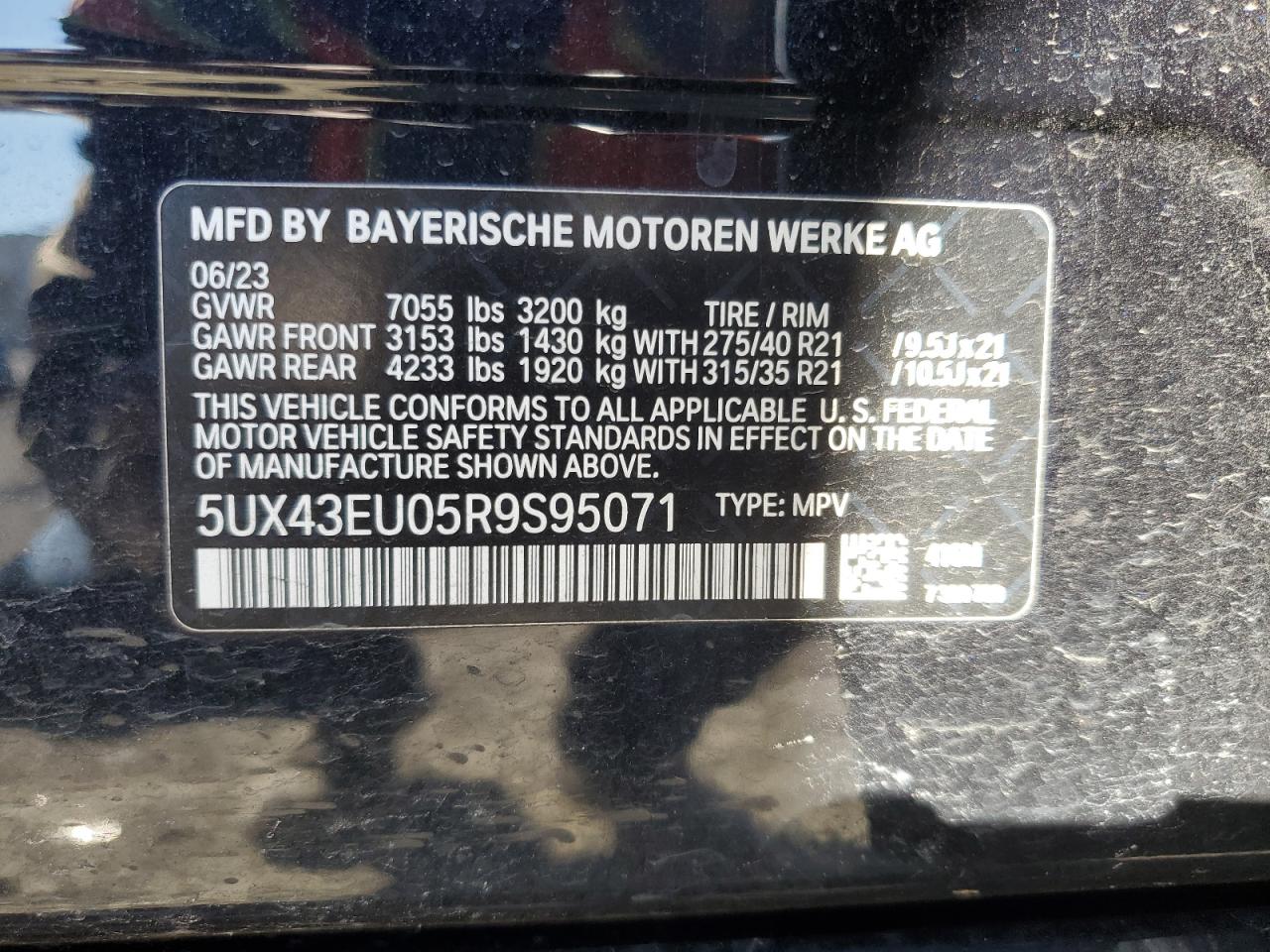 2024 BMW X5 VIN 5UX43EU05R9S95071 Copart auction photo, front end / mechanical damage thumbnail 13