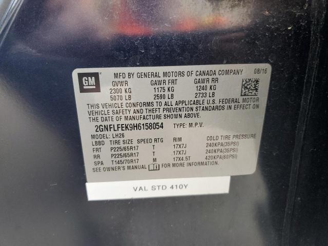 2017 Chevrolet Equinox VIN 2GNFLFEK9H6158054 Copart auction photo, front end damage thumbnail 13