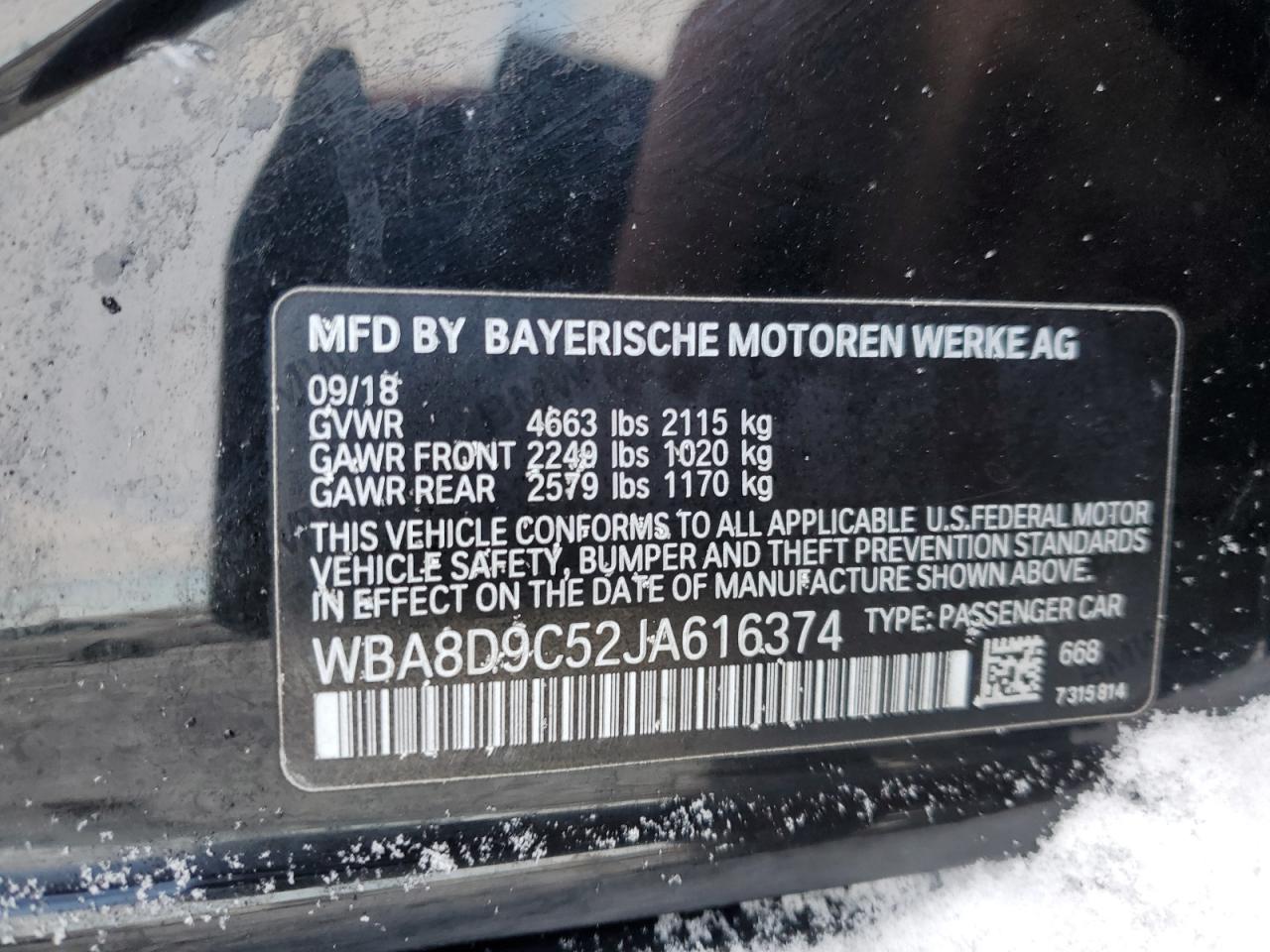 2018 BMW 3er VIN WBA8D9C52JA616374 Copart auction photo, side damage thumbnail 14
