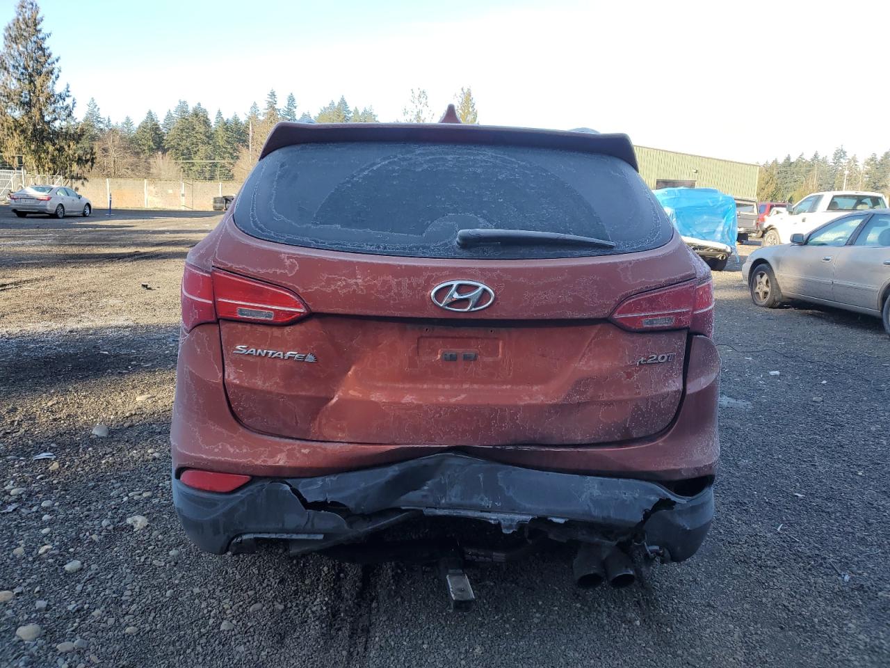 2014 Hyundai Santa Fe VIN 5XYZU3LA2EG125052 Copart auction photo, rear end / front end damage thumbnail 6