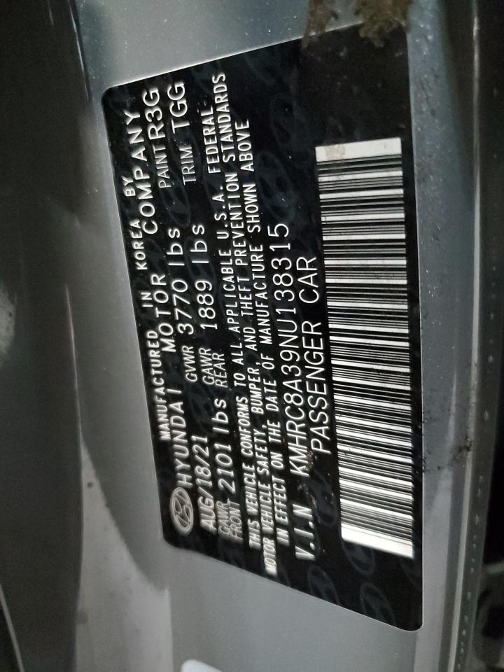 2022 Hyundai Venue VIN KMHRC8A39NU138315 Copart auction photo, front end damage thumbnail 15