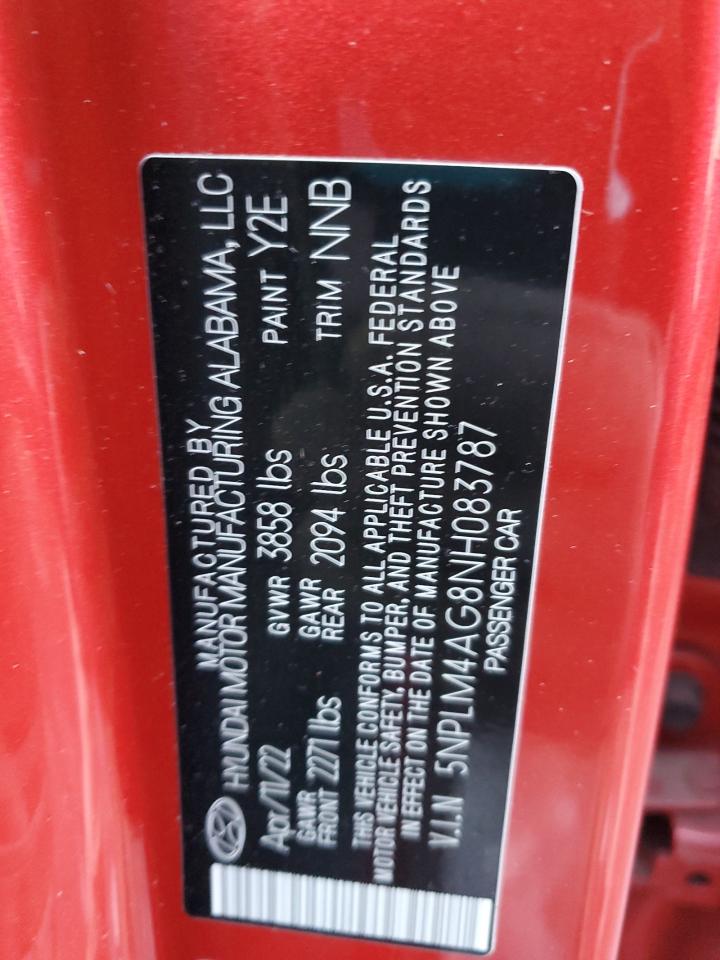 2022 Hyundai Elantra VIN 5NPLM4AG8NH083787 Copart auction photo, rear end / minor dent/scratches damage thumbnail 12