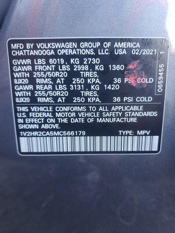 2021 Volkswagen Atlas VIN 1V2HR2CA5MC566179 Copart auction photo, front end / minor dent/scratches damage thumbnail 14