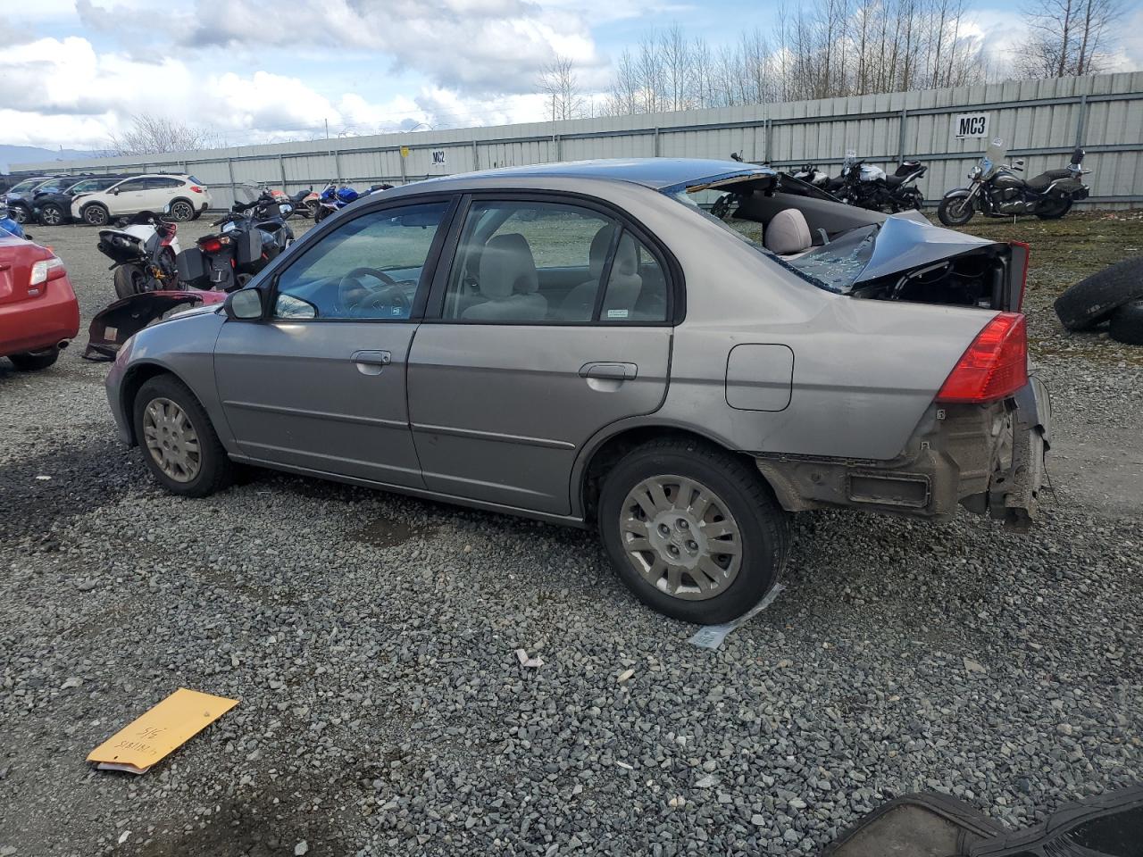 2005 Honda Civic VIN JHMES16505S003886 Copart auction photo, rear end / front end damage thumbnail 2