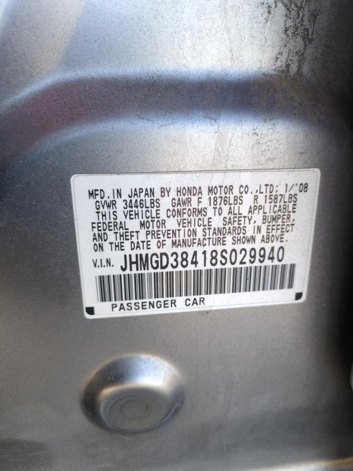 2008 Honda Fit VIN JHMGD38418S029940 Copart auction photo, front end damage thumbnail 12
