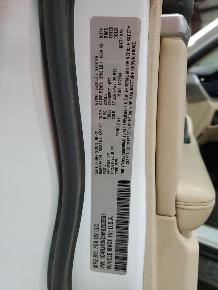 2021 Jeep Grand Cherokee VIN 1C4RJKBG5M8202561 Copart auction photo, rear end / minor dent/scratches damage thumbnail 13