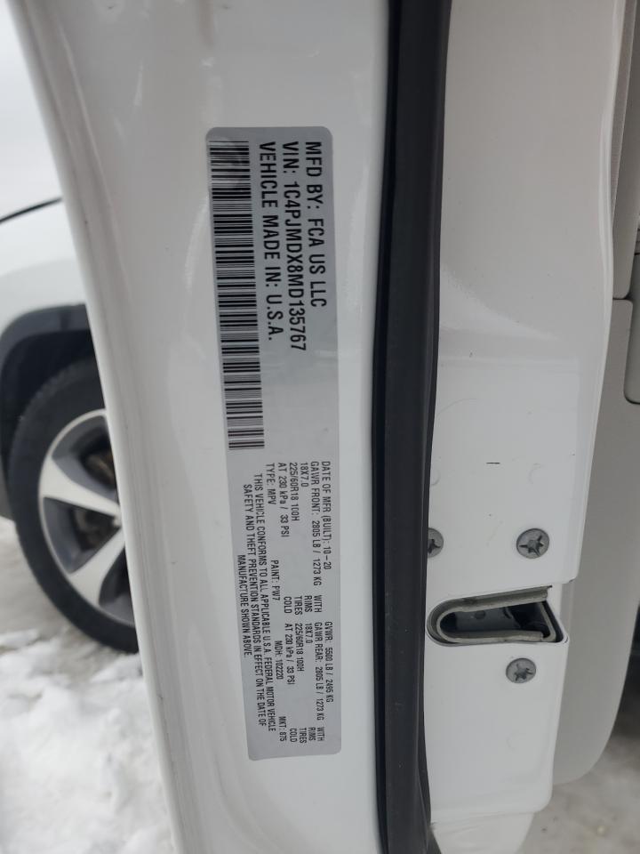 2021 Jeep Grand Cherokee VIN 1C4PJMDX8MD135767 Copart auction photo, all over damage thumbnail 14