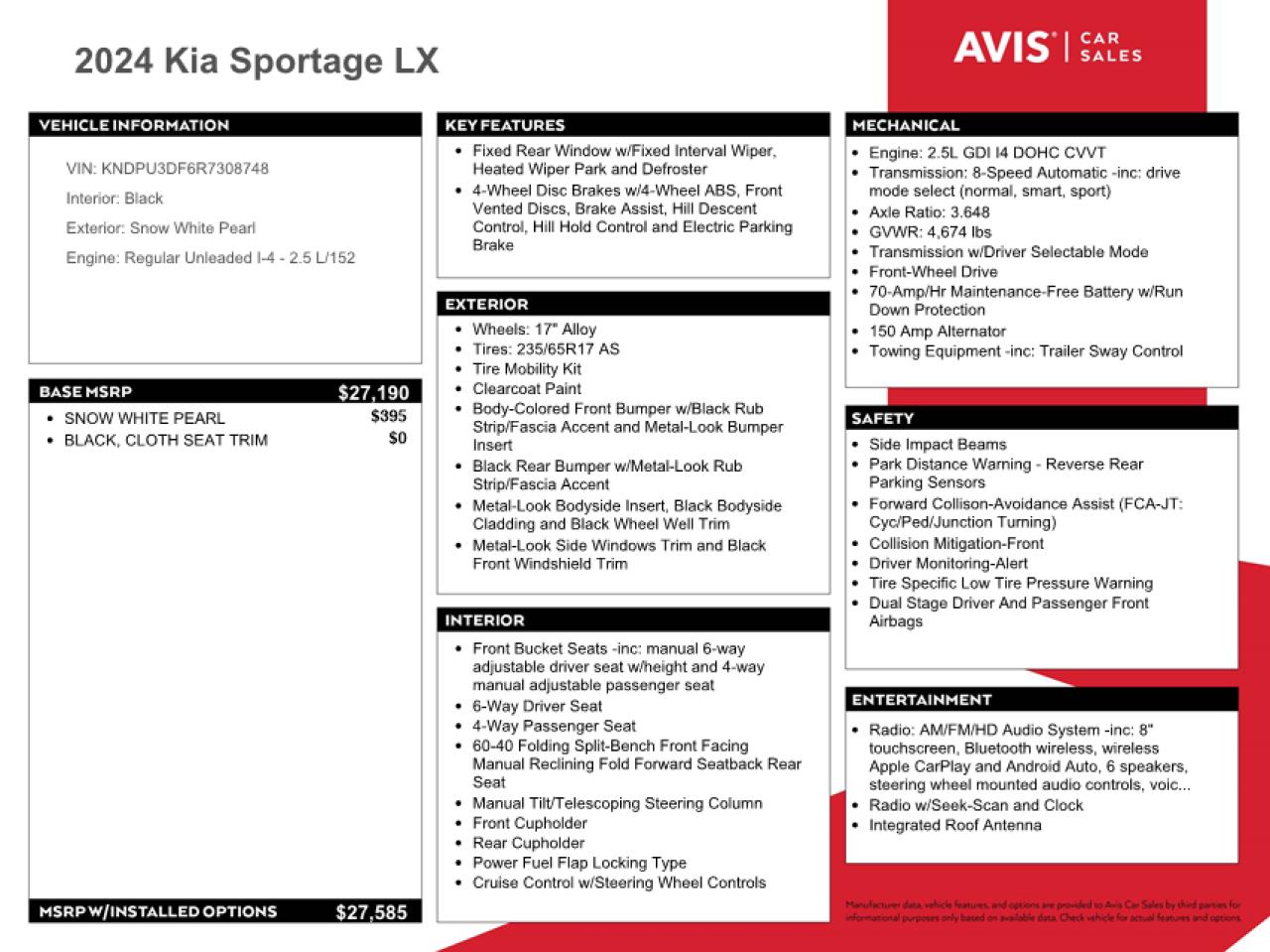 2024 KIA Sportage VIN KNDPU3DF6R7308748 Copart auction photo, front end / side damage thumbnail 12