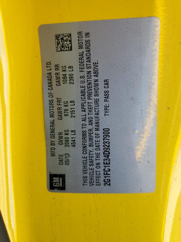 2013 Chevrolet Camaro VIN 2G1FC1E34D9237900 Copart auction photo, rear end / minor dent/scratches damage thumbnail 13