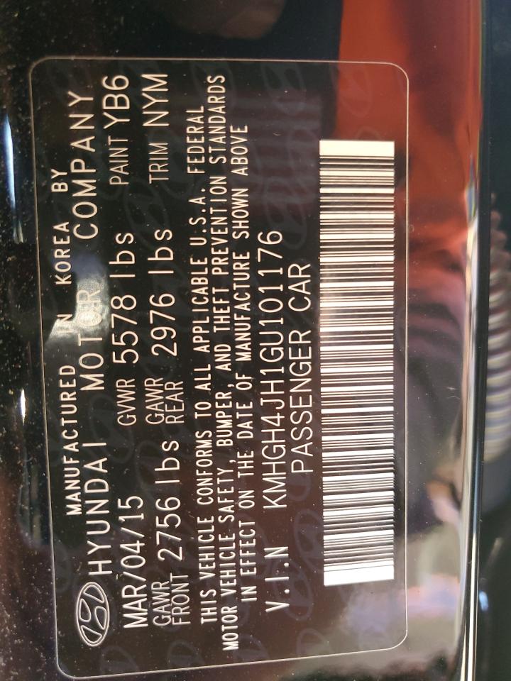 2016 Hyundai Equus VIN KMHGH4JH1GU101176 Copart auction photo, front end / rear end damage thumbnail 13