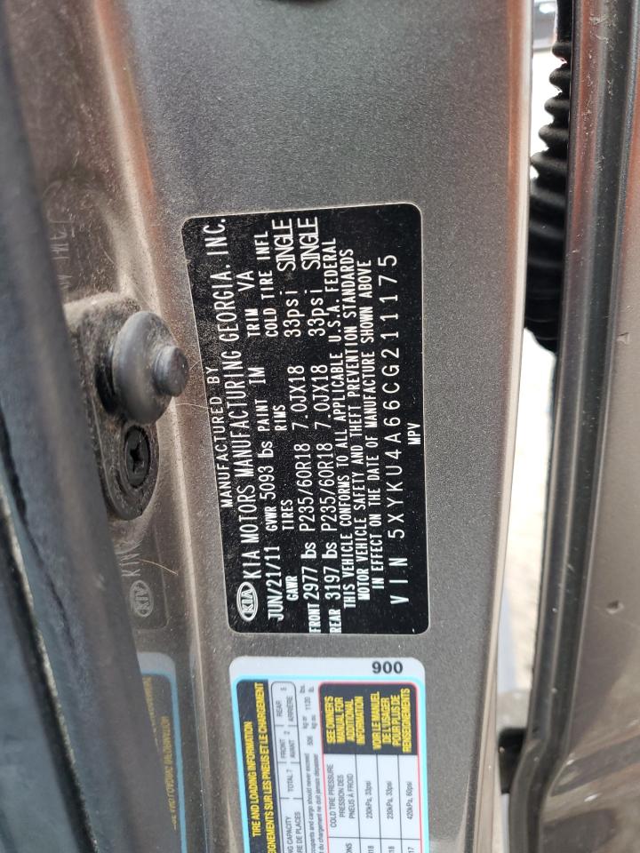 2012 KIA Sorento VIN 5XYKU4A66CG211175 Copart auction photo, normal wear damage thumbnail 13