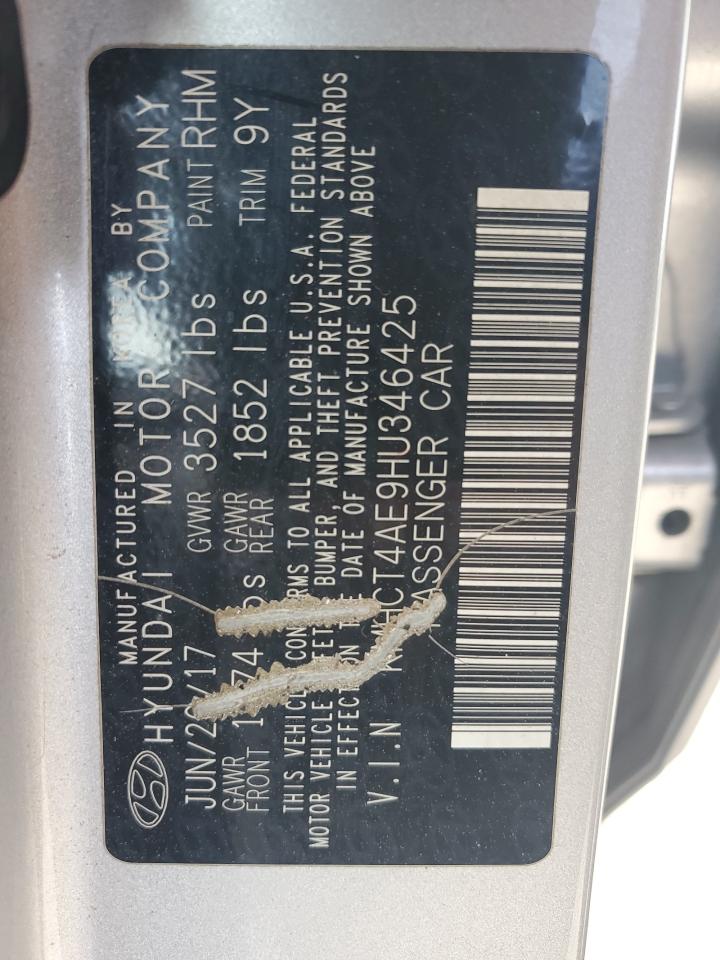 2017 Hyundai Accent VIN KMHCT4AE9HU346425 Copart auction photo, rear end / minor dent/scratches damage thumbnail 12
