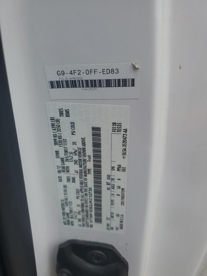 2018 Ford F-150 VIN 1FTMF1EB2JKC12730 Copart auction photo, all over damage thumbnail 12
