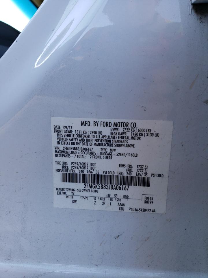 2018 Ford Flex VIN 2FMGK5B83JBA06167 Copart auction photo, front end damage thumbnail 13