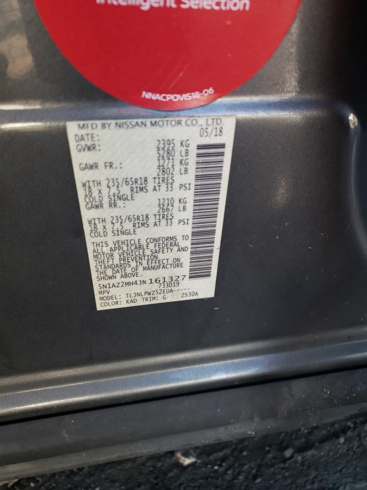 2018 Nissan Murano VIN 5N1AZ2MH4JN161327 Copart auction photo, rear end / undercarriage damage thumbnail 13