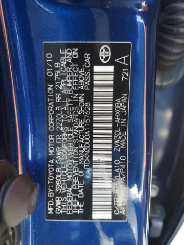 2010 Toyota Prius VIN JTDKN3DU0A1157628 Copart auction photo, vandalism damage thumbnail 12