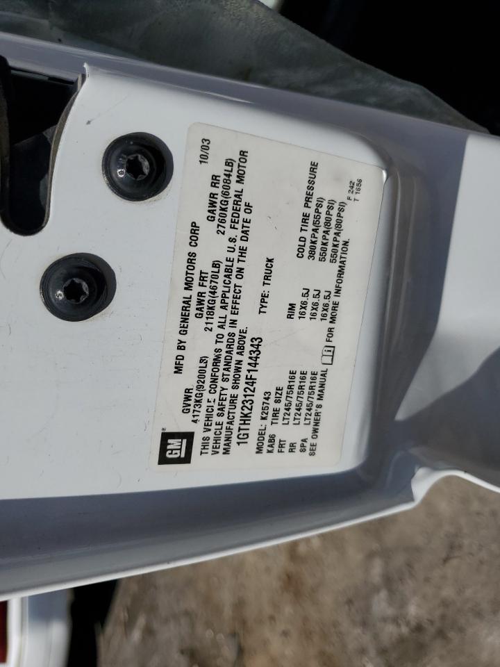 2004 GMC Sierra VIN 1GTHK23124F144343 Copart auction photo, front end damage thumbnail 12
