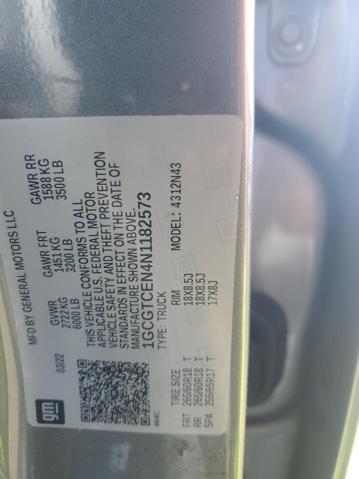 2022 Chevrolet Colorado VIN 1GCGTCEN4N1182573 Copart auction photo, front end damage thumbnail 13