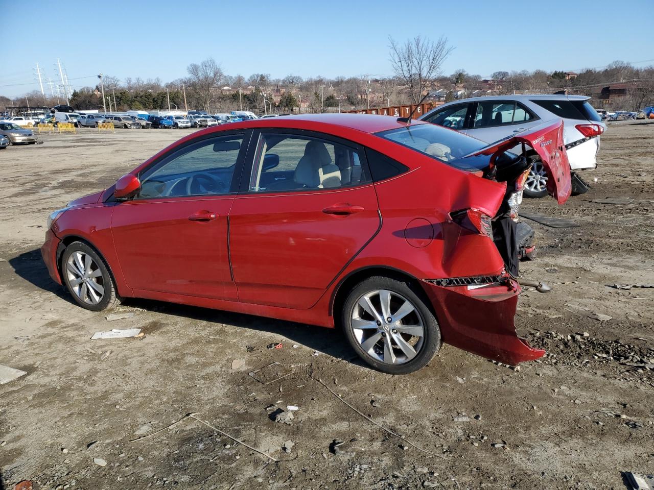 2013 Hyundai Accent VIN KMHCU4AE8DU463243 Copart auction photo, rear end / minor dent/scratches damage thumbnail 2