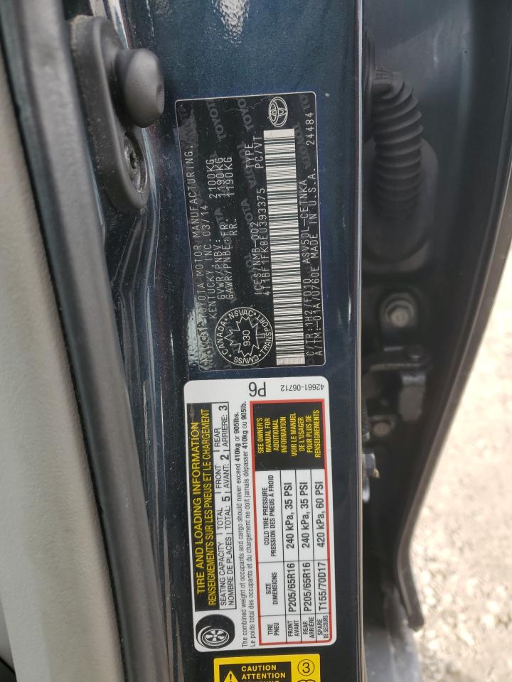 2014 Toyota Camry VIN 4T1BF1FK8EU393375 Copart auction photo, front end / minor dent/scratches damage thumbnail 13