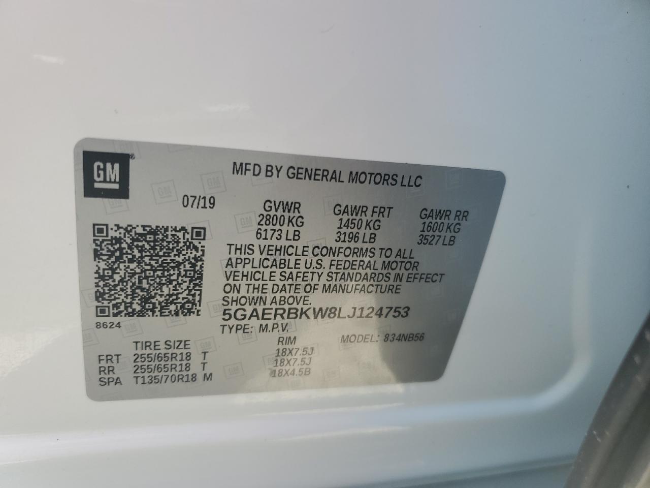 2020 Buick Enclave VIN 5GAERBKW8LJ124753 Copart auction photo, water/flood damage thumbnail 14