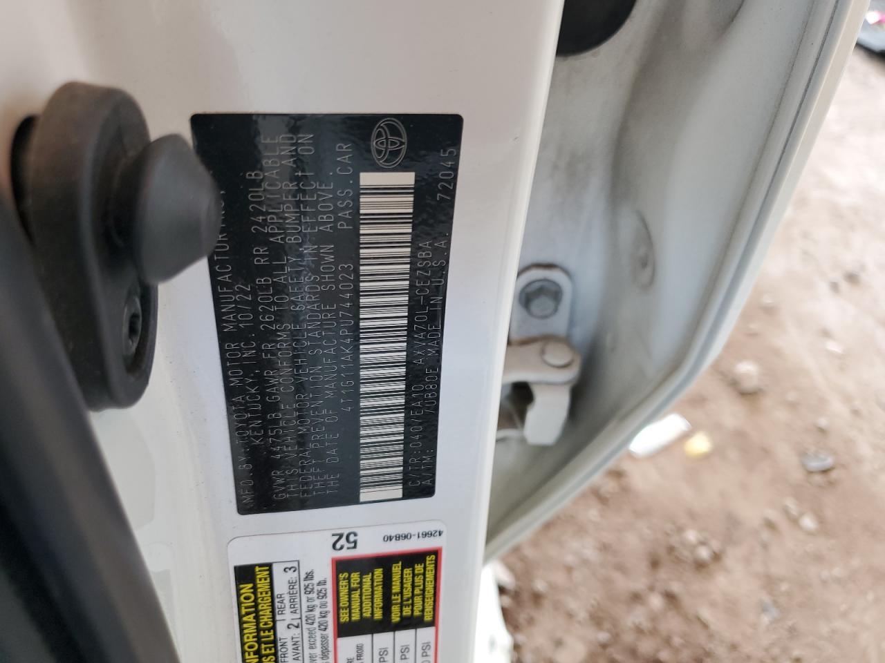2023 Toyota Camry VIN 4T1G11AK4PU744023 Copart auction photo, front end / rear end damage thumbnail 14