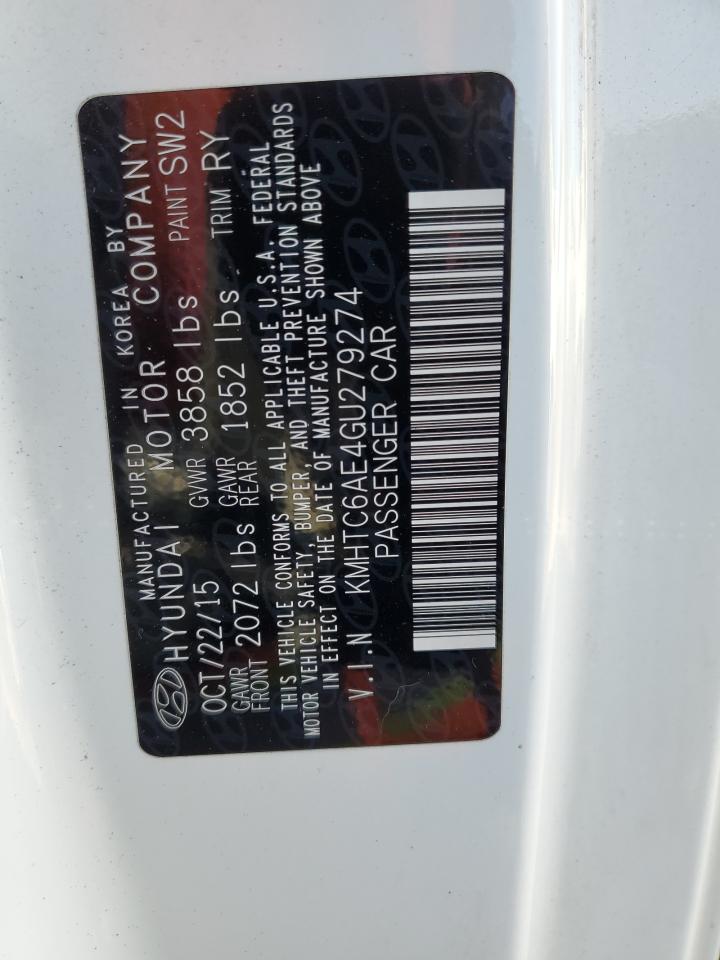 2016 Hyundai Veloster VIN KMHTC6AE4GU279274 Copart auction photo, front end / mechanical damage thumbnail 12