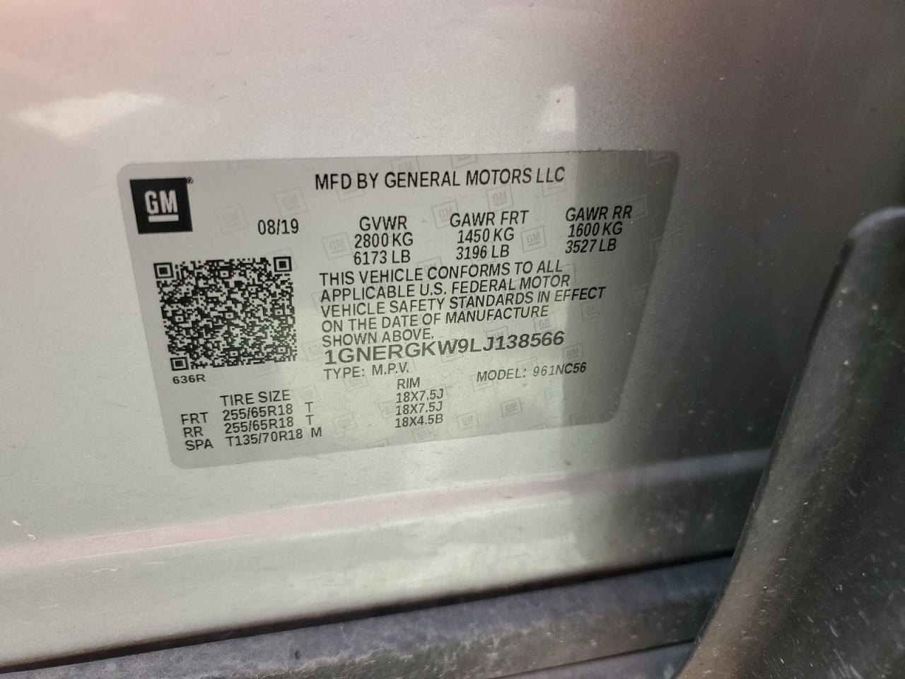 2020 Chevrolet Traverse VIN 1GNERGKW9LJ138566 Copart auction photo, mechanical damage thumbnail 13