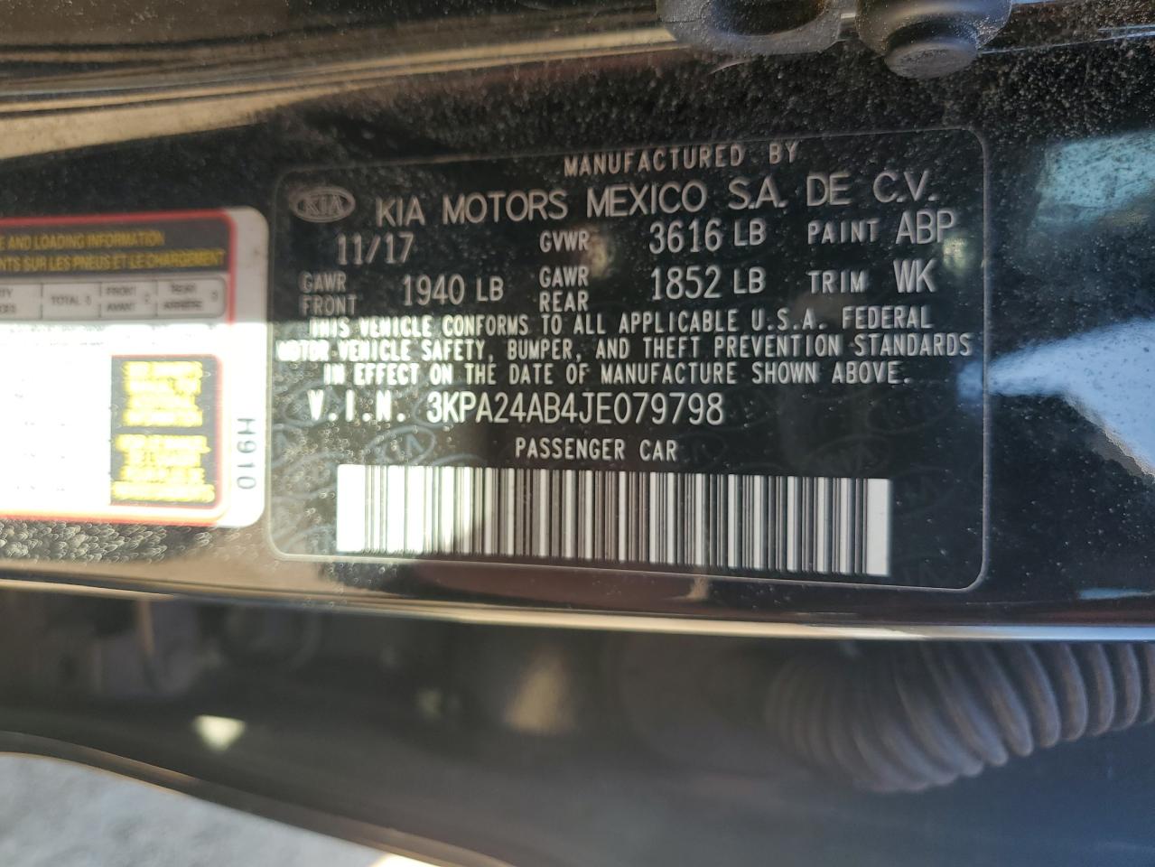 2018 KIA Rio VIN 3KPA24AB4JE079798 Copart auction photo, front end damage thumbnail 13