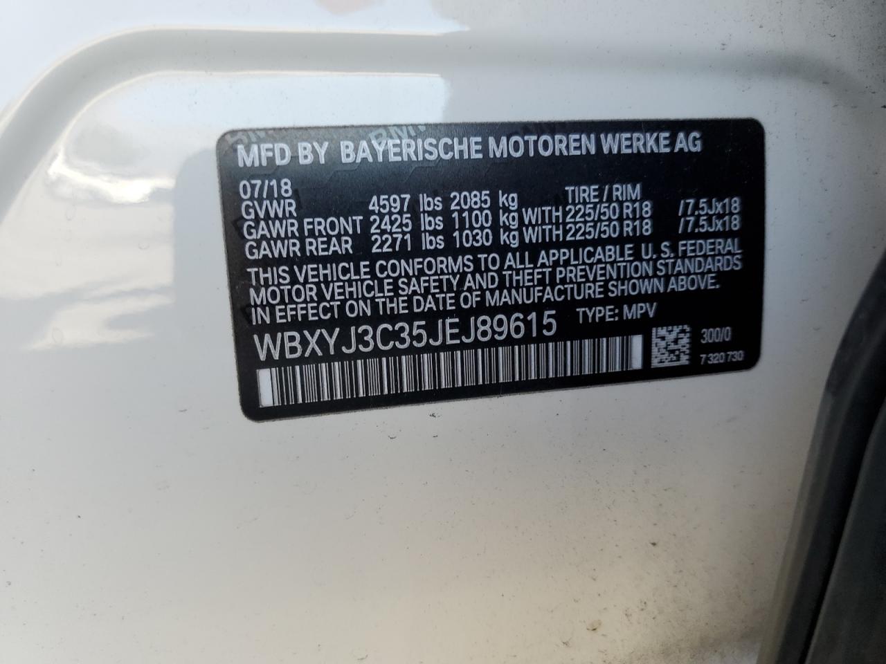 2018 BMW X2 VIN WBXYJ3C35JEJ89615 Copart auction photo, undercarriage / front end damage thumbnail 15