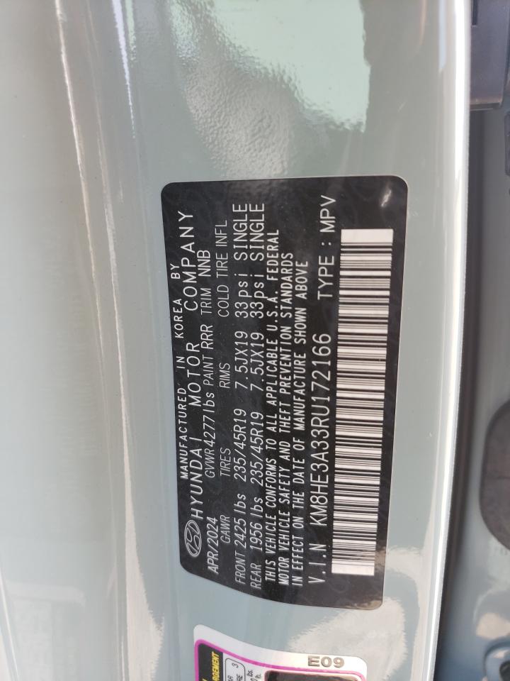 2024 Hyundai Kona VIN KM8HE3A33RU172166 Copart auction photo, front end / side damage thumbnail 14