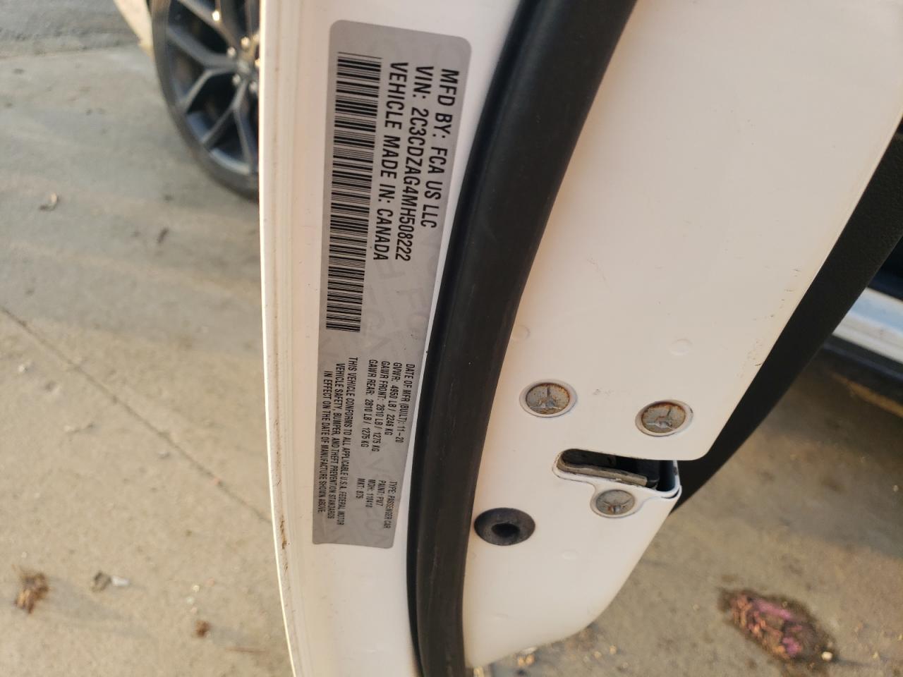 2021 Dodge Challenger VIN 2C3CDZAG4MH508222 Copart auction photo, side / rear end damage thumbnail 14
