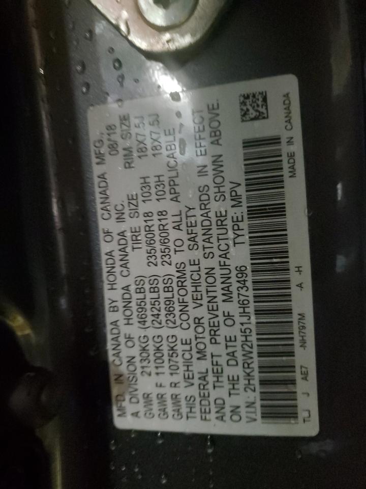 2018 Honda CR-V VIN 2HKRW2H51JH673496 Copart auction photo, front end / minor dent/scratches damage thumbnail 13