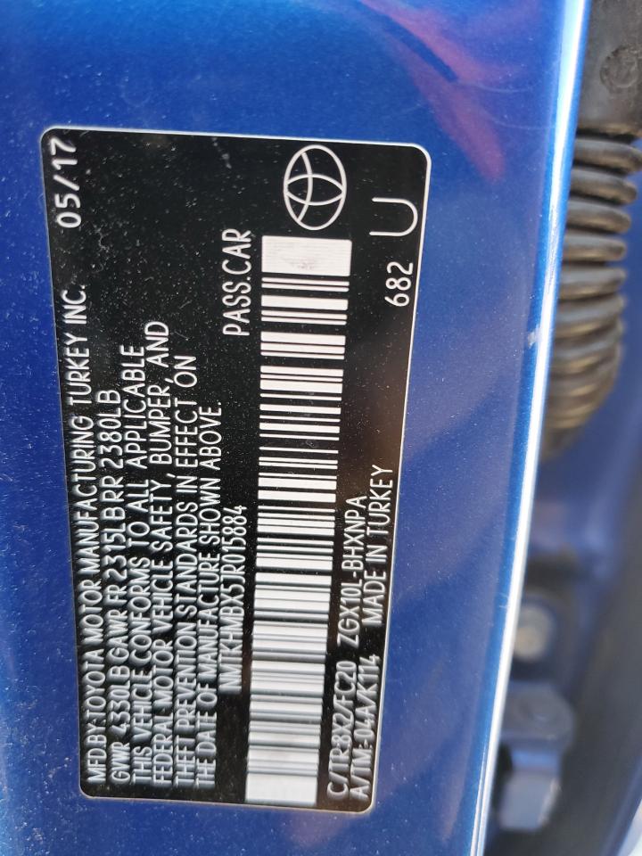 2018 Toyota C-HR VIN NMTKHMBX5JR015884 Copart auction photo, front end damage thumbnail 12