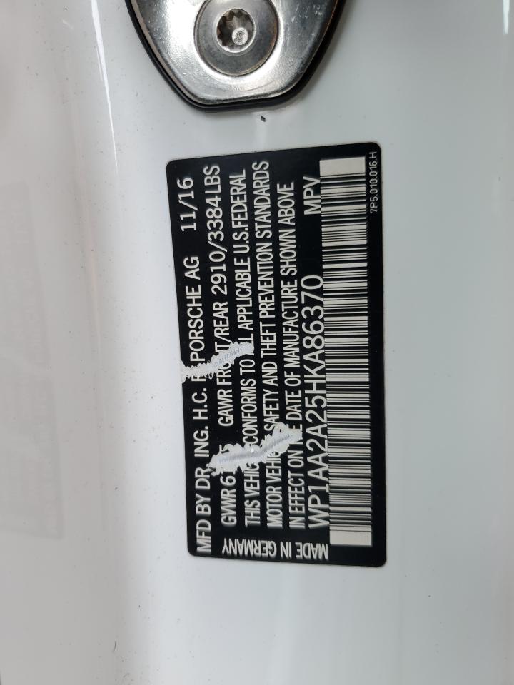 2017 Porsche Cayenne VIN WP1AA2A25HKA86370 Copart auction photo, rear end damage thumbnail 14