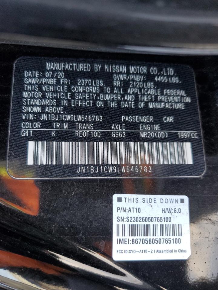 2020 Nissan Rogue VIN JN1BJ1CW9LW646783 Copart auction photo, front end / undercarriage damage thumbnail 15
