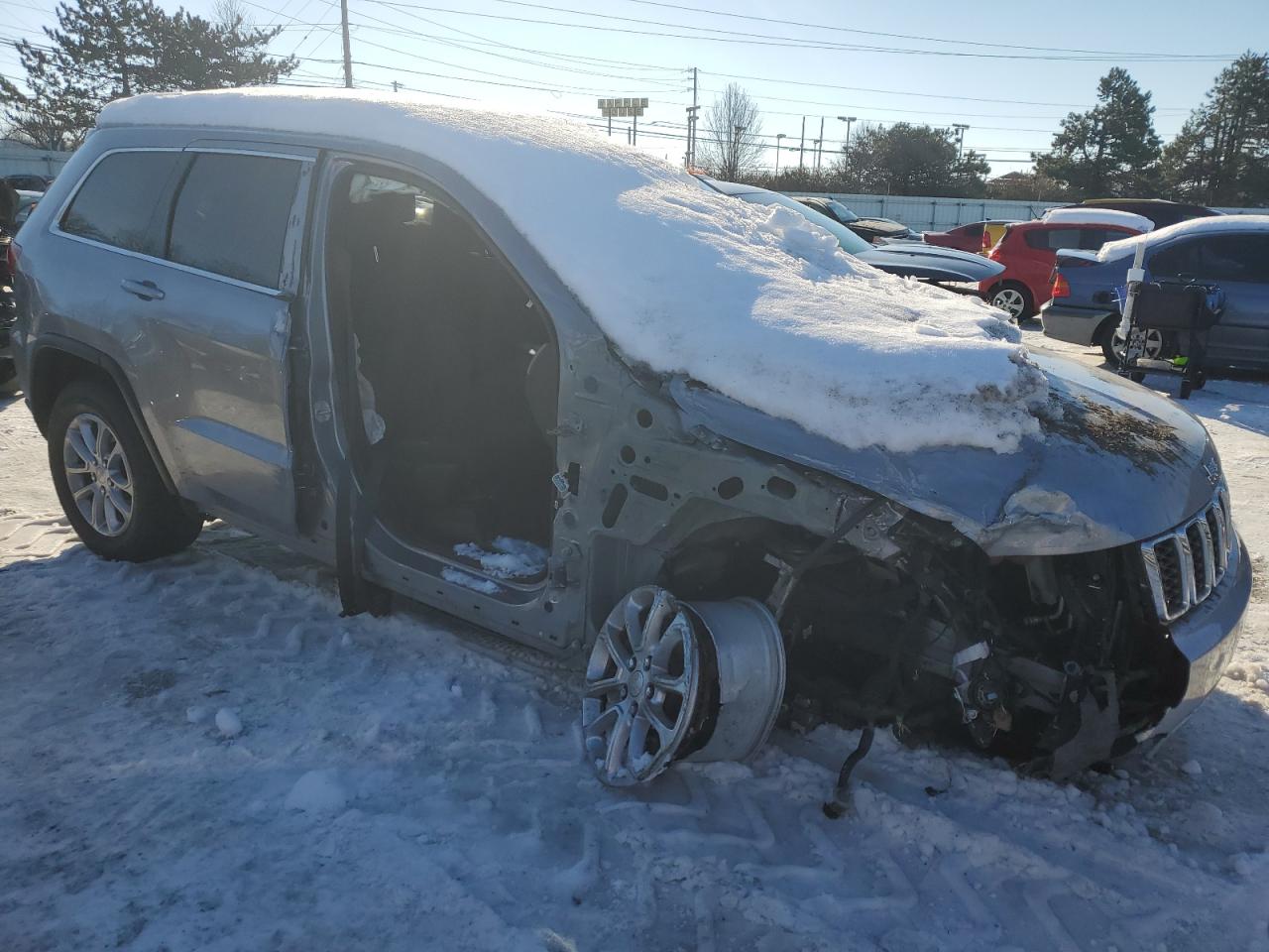 2021 Jeep Grand Cherokee VIN 1C4RJFAG4MC872950 Copart auction photo, front end / side damage thumbnail 4