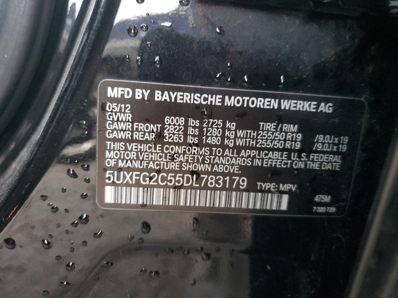 2013 BMW X6 VIN 5UXFG2C55DL783179 Copart auction photo, front end / hail damage thumbnail 13
