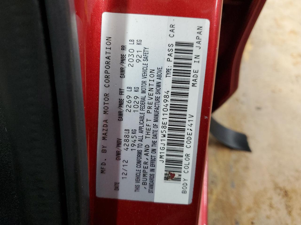 2014 Mazda 6 VIN JM1GJ1W58E1104984 Copart auction photo, all over / undercarriage damage thumbnail 12
