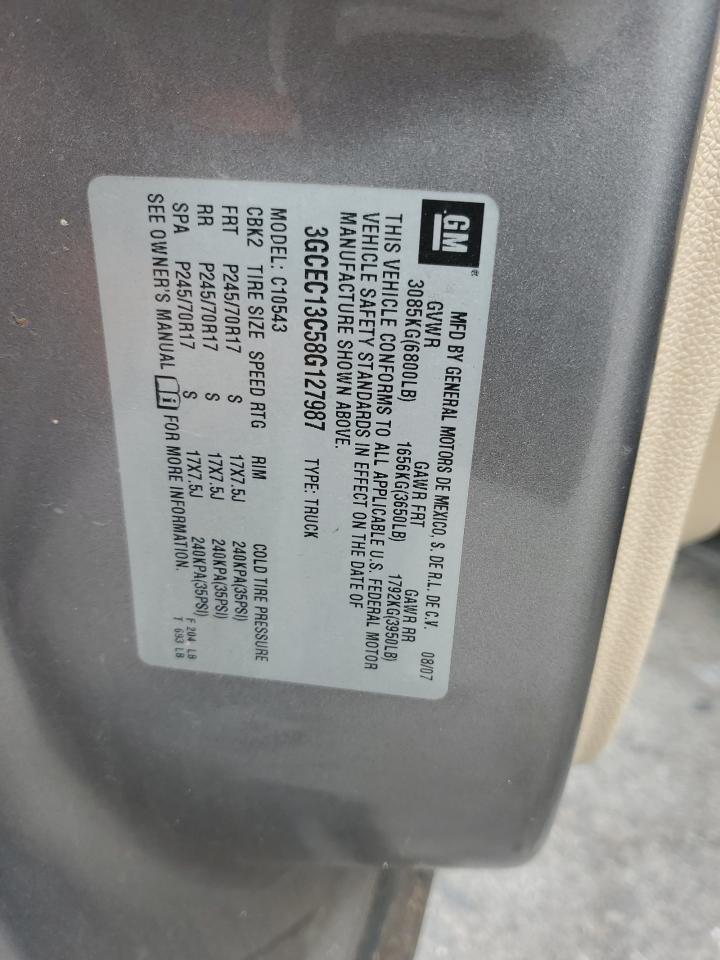 2008 Chevrolet Silverado VIN 3GCEC13C58G127987 Copart auction photo, rear end damage thumbnail 13