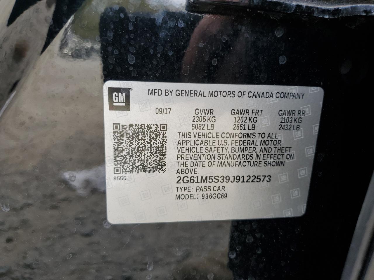 2018 Cadillac XTS VIN 2G61M5S39J9122573 Copart auction photo, rear end damage thumbnail 14