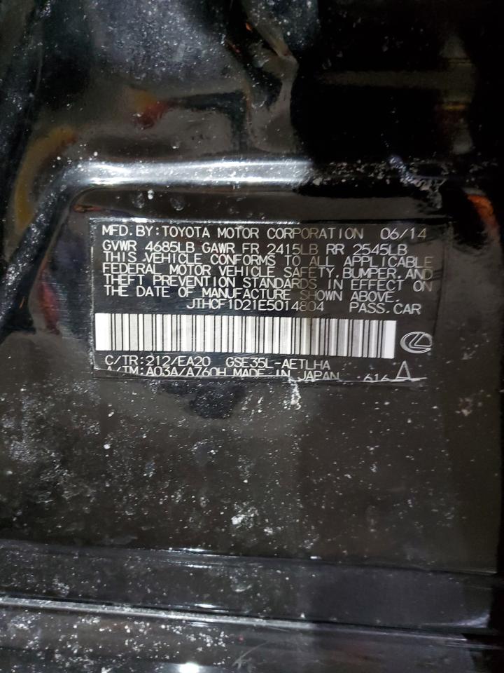 2014 Lexus IS VIN JTHCF1D21E5014804 Copart auction photo, front end / side damage thumbnail 12