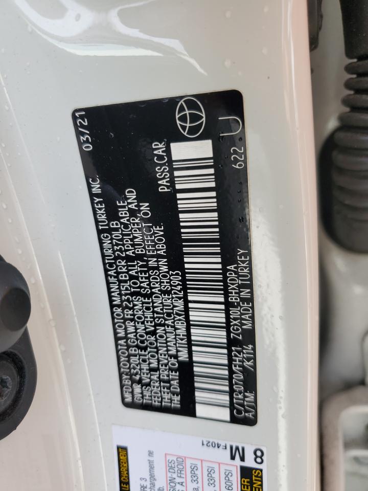 2021 Toyota C-HR VIN NMTKHMBX7MR124903 Copart auction photo, front end / side damage thumbnail 13