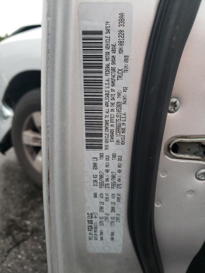 2018 RAM 1500 VIN 1C6RR6GT5JS105369 Copart auction photo, front end damage thumbnail 14