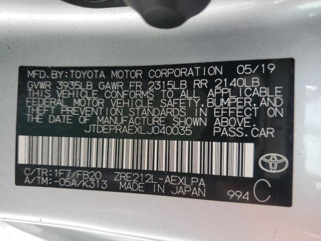 2020 Toyota Corolla VIN JTDEPRAEXLJ040035 Copart auction photo, front end damage thumbnail 12
