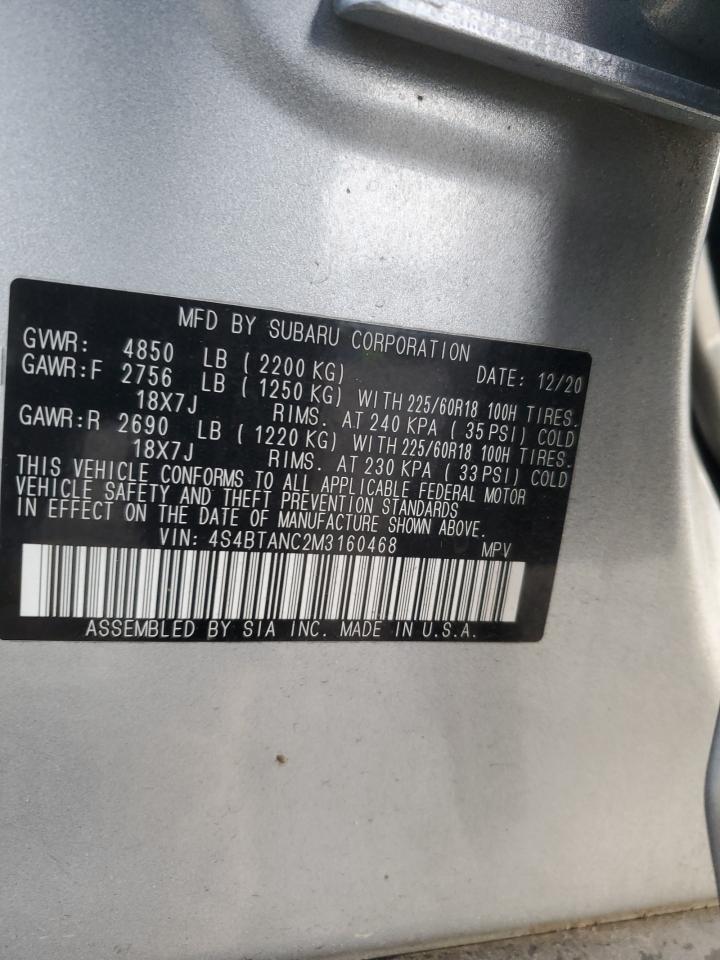 2021 Subaru Outback VIN 4S4BTANC2M3160468 Copart auction photo, rear end damage thumbnail 14