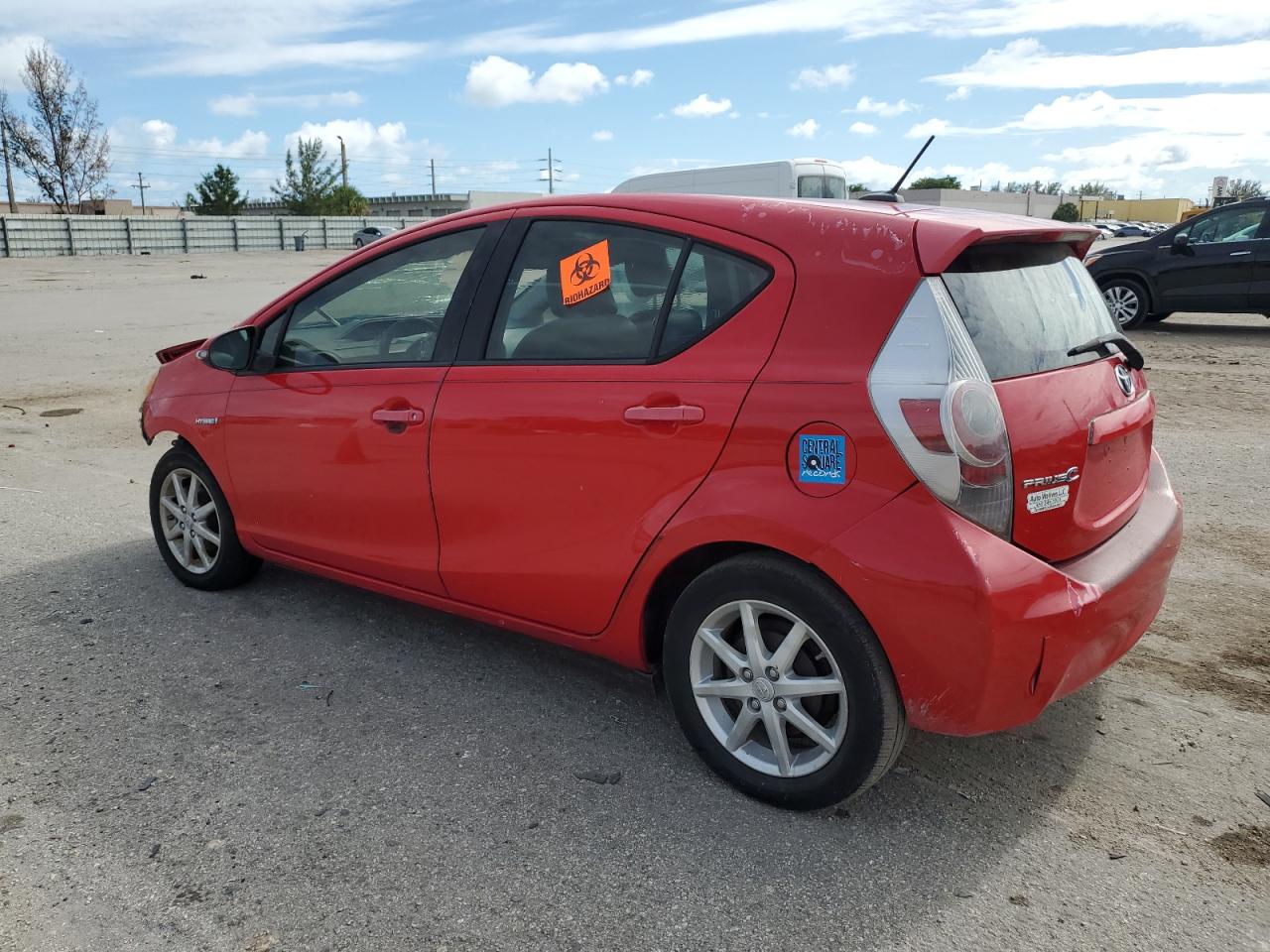 2012 Toyota Prius VIN JTDKDTB3XC1013696 Copart auction photo, front end / rear end damage thumbnail 2